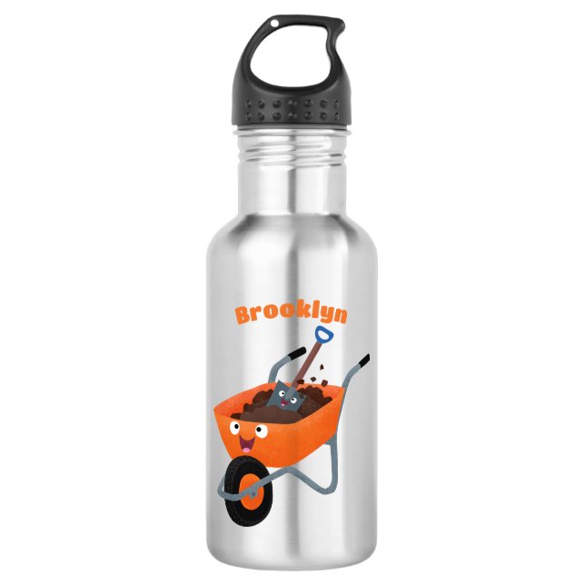 Botella De Agua Ilustracion de personalizado de carretilla naranja (Anverso)