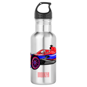 Botella De Agua Ilustracion de personalizado de coches de carreras