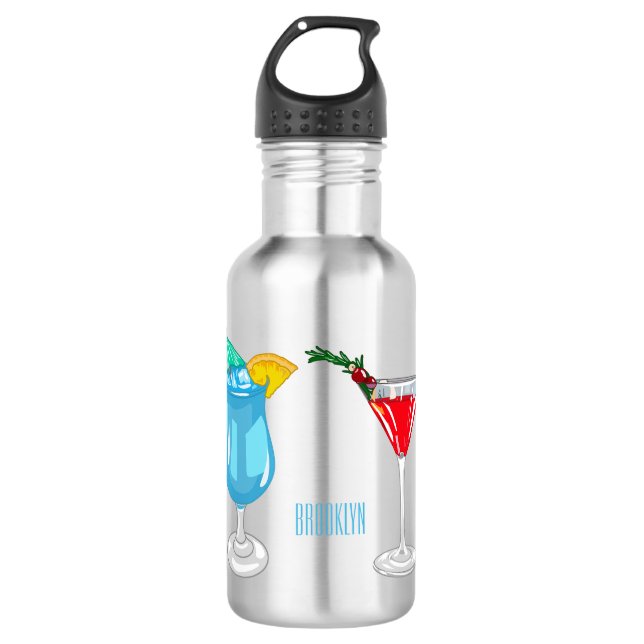 Botella De Agua Ilustracion de personalizado de cócteles (Anverso)