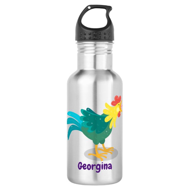 Botella De Agua Ilustracion de personalizado de gallo de entrego g (Anverso)