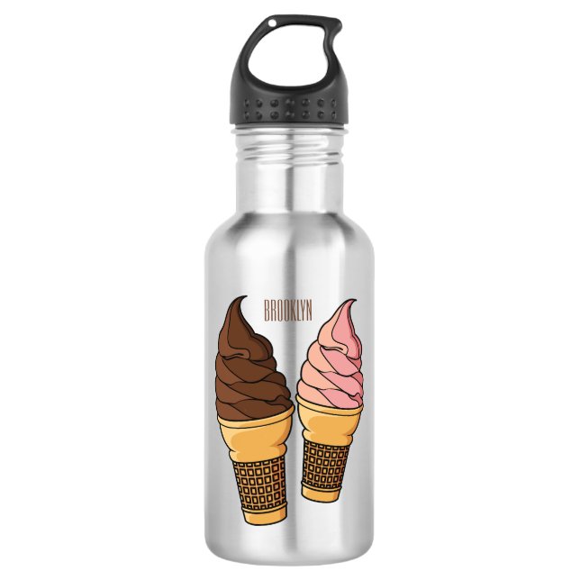 Botella De Agua Ilustracion de personalizado de helado de cono (Anverso)