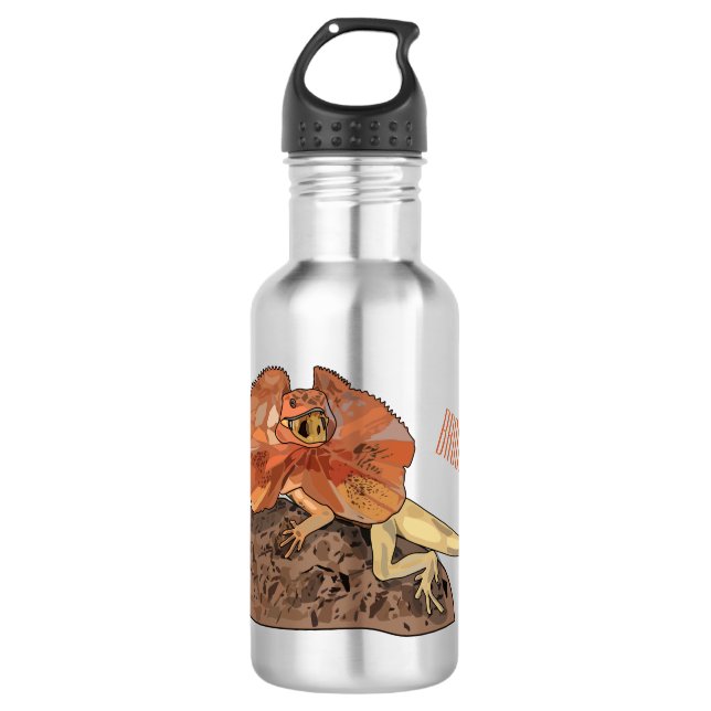 Botella De Agua Ilustracion de personalizado de lagarto de cuello  (Anverso)