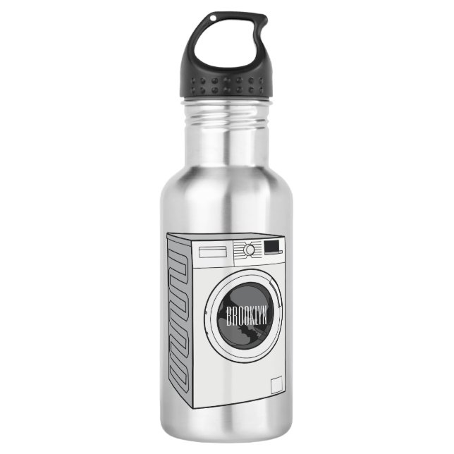 Botella De Agua Ilustracion de personalizado de lavadora (Anverso)