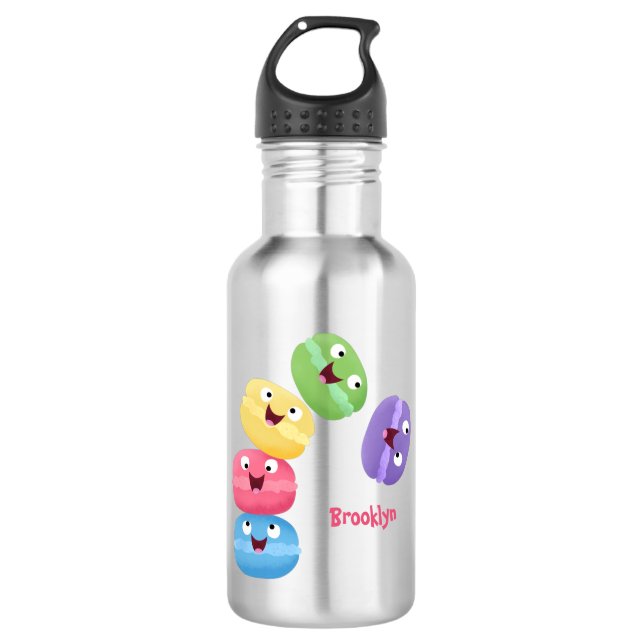 Botella De Agua Ilustracion de personalizado de macarons graciosos (Anverso)