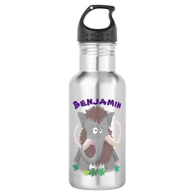 Botella De Agua Ilustracion de personalizado de mamut bobo gracios (Anverso)