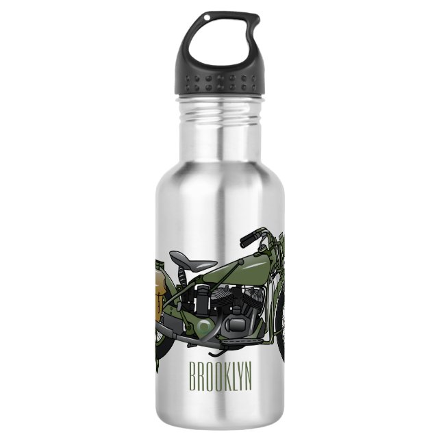 Botella De Agua Ilustracion de personalizado de motocicleta de cru (Anverso)