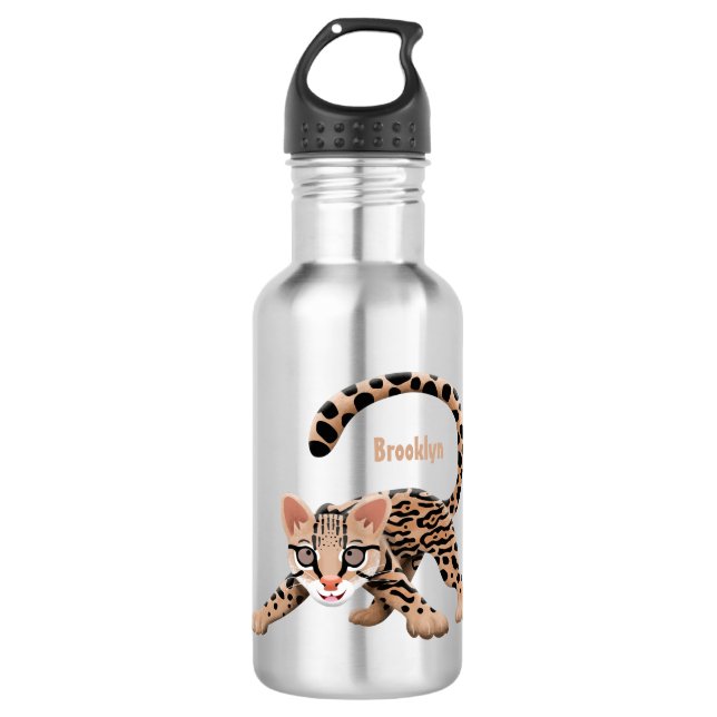 Botella De Agua Ilustracion de personalizado de ocelot de Cute (Anverso)