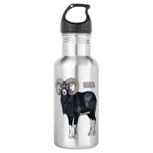 Botella De Agua Ilustracion de personalizado de ovino Mouflon