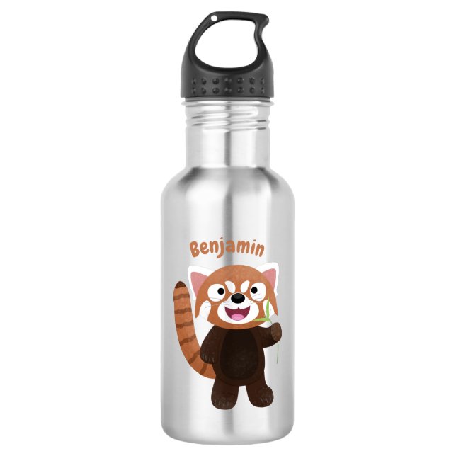 Botella De Agua Ilustracion de personalizado de panda rojo (Anverso)