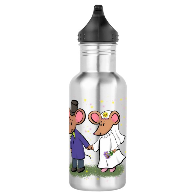 Botella De Agua Ilustracion de personalizado de pareja de ratones (Derecha)