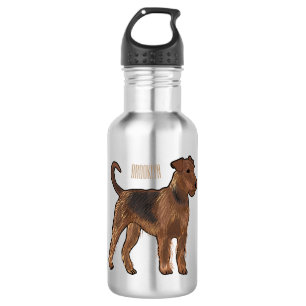 Botella De Agua Ilustracion de personalizado de perro Airedale ter