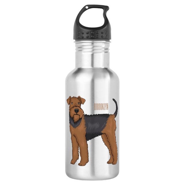 Botella De Agua Ilustracion de personalizado de perro Airedale ter (Anverso)