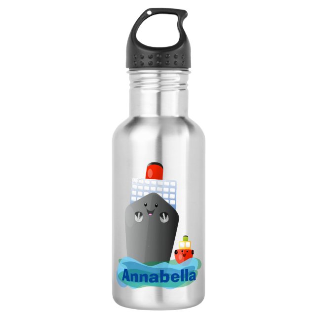 Botella De Agua Ilustracion de personalizado de remolcador de barc (Anverso)