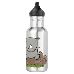 Botella De Agua Ilustracion de personalizado de rinocerontes