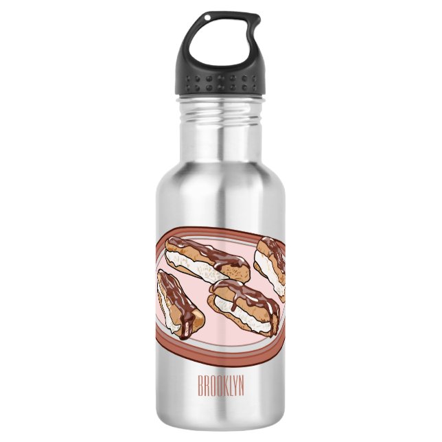 Botella De Agua Ilustracion de personalizado eclair de chocolate (Anverso)