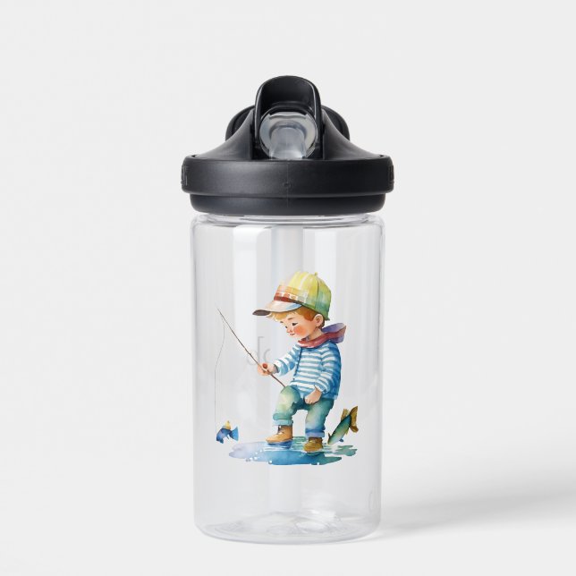 Botella De Agua Ilustracion de pesca de niños pequeños personaliza (Delante)