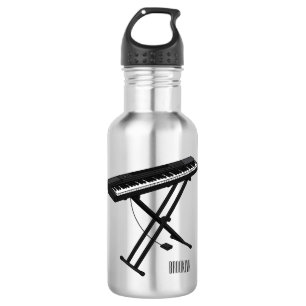 Botella De Agua Ilustracion de piano personalizado de teclado