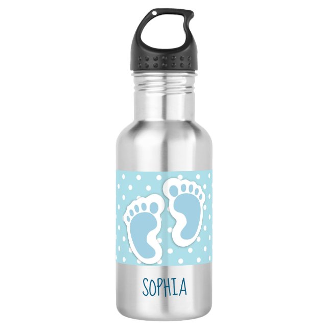Botella De Agua Ilustracion de pies de niño pequeño azul (Anverso)