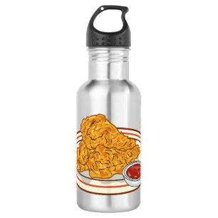 Botella De Agua Ilustracion de pollo frito personalizado