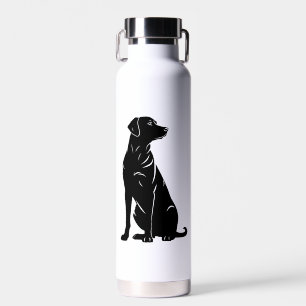 Botella De Agua Ilustracion de silueta de labrador negro