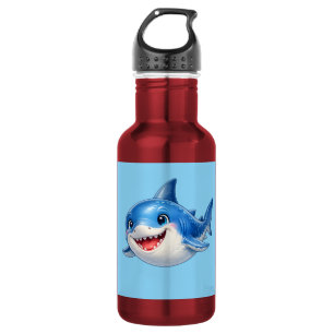 Botella De Agua Ilustración de tiburón lindo con ojos grandes Anim