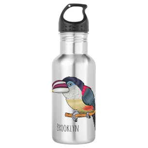 Botella De Agua Ilustracion del personalizado de aves de Curl cres