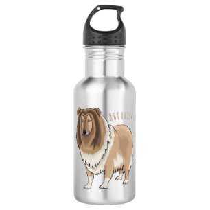 Botella De Agua Ilustracion del personalizado del perro del collie