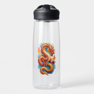 Botella De Agua Ilustración Fiery del Dragón Rojo Chino-67561