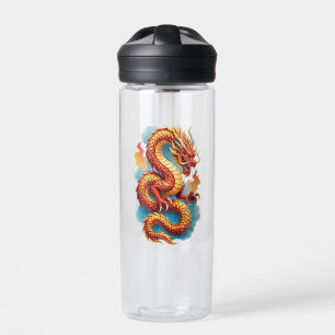 Botella De Agua Ilustración Fiery del Dragón Rojo Chino-67561