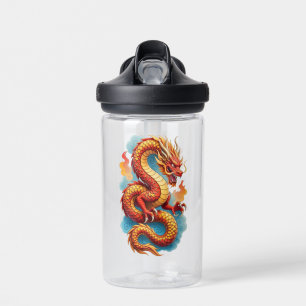 Botella De Agua Ilustración Fiery del Dragón Rojo Chino-67561