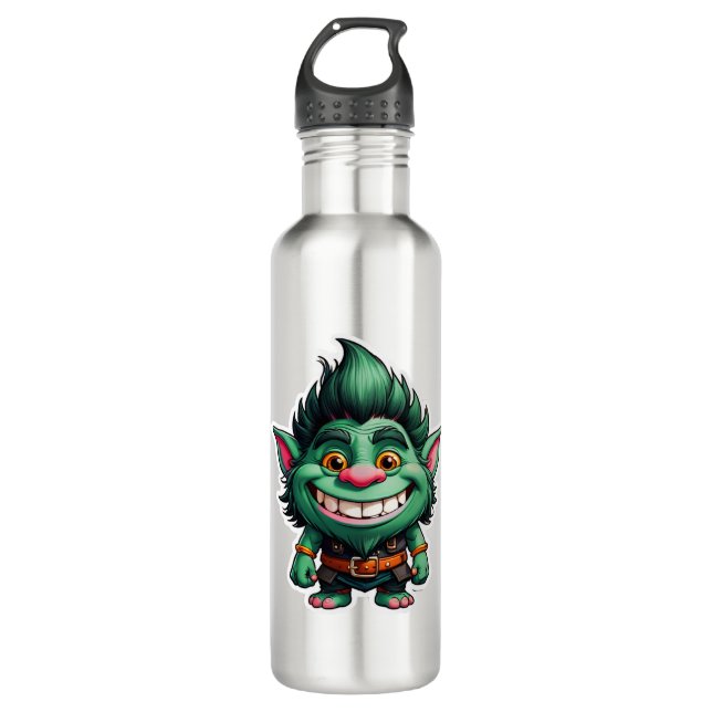 Botella De Agua Ilustracion Happy Little Troll Chibi (Anverso)