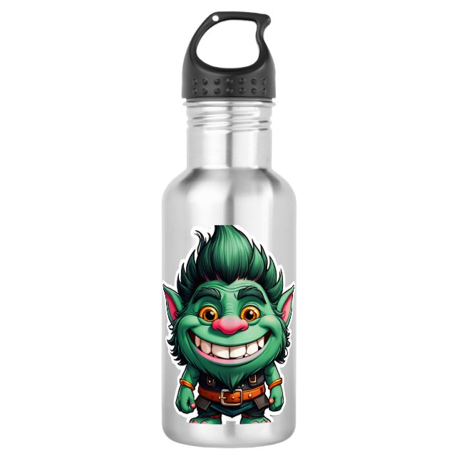 Botella De Agua Ilustracion Happy Little Troll Chibi (Anverso)