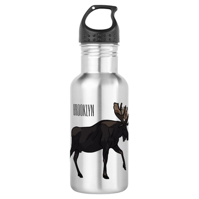 Botella De Agua Ilustracion Moose personalizado (Anverso)