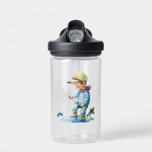 Botella De Agua Ilustración personalizada de niño pescando