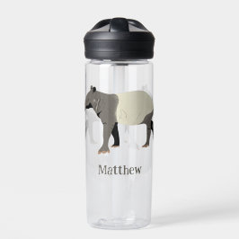 Botella De Agua Ilustración Personalizada de Tapir Malayo