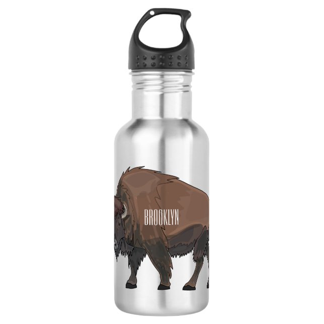 Botella De Agua Ilustracion personalizado Bison (Anverso)