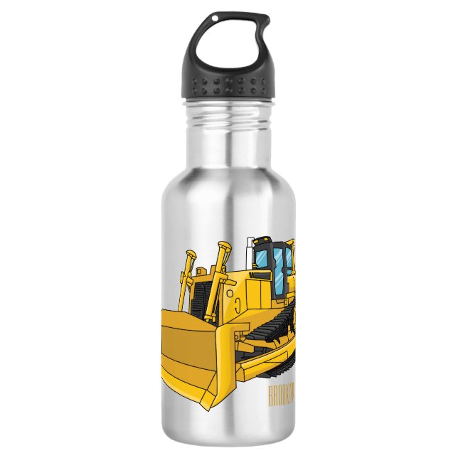 Botella De Agua Ilustracion personalizado Bulldozer (Anverso)