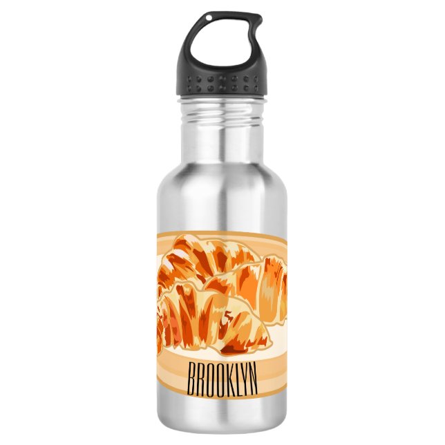 Botella De Agua Ilustracion personalizado croissant (Anverso)