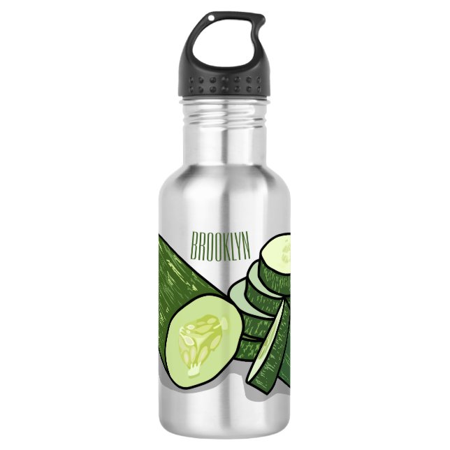 Botella De Agua Ilustracion personalizado Cucumber (Anverso)