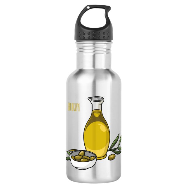 Botella De Agua Ilustracion personalizado de aceite de oliva (Anverso)