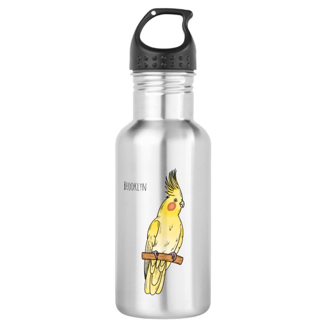 Botella De Agua Ilustracion personalizado de aves de Cockatiel (Anverso)