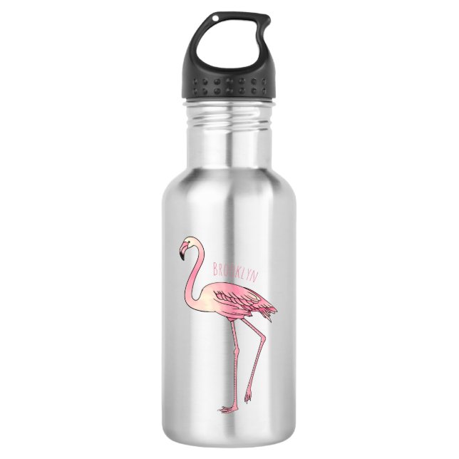 Botella De Agua Ilustracion personalizado de aves de Flamingo (Anverso)
