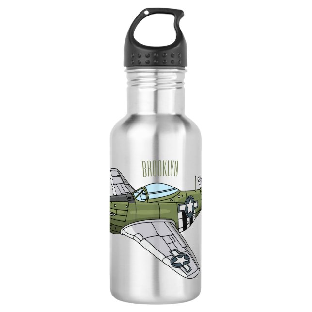 Botella De Agua Ilustracion personalizado de avión militar (Anverso)