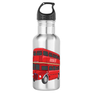 Botella De Agua Ilustracion personalizado de bus de dos pisos