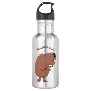 Botella De Agua Ilustracion personalizado de capybara ukulele cant