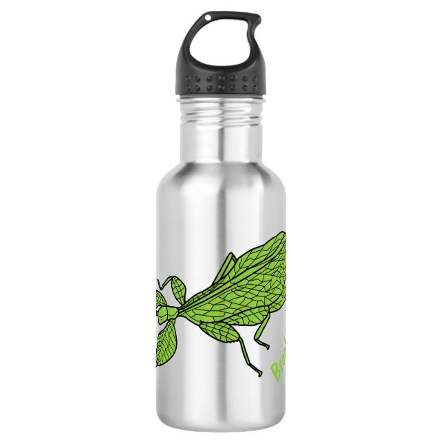 Botella De Agua Ilustracion personalizado de insectos de hoja verd (Anverso)