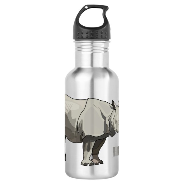 Botella De Agua Ilustracion personalizado de Javan rhinoceros (Anverso)