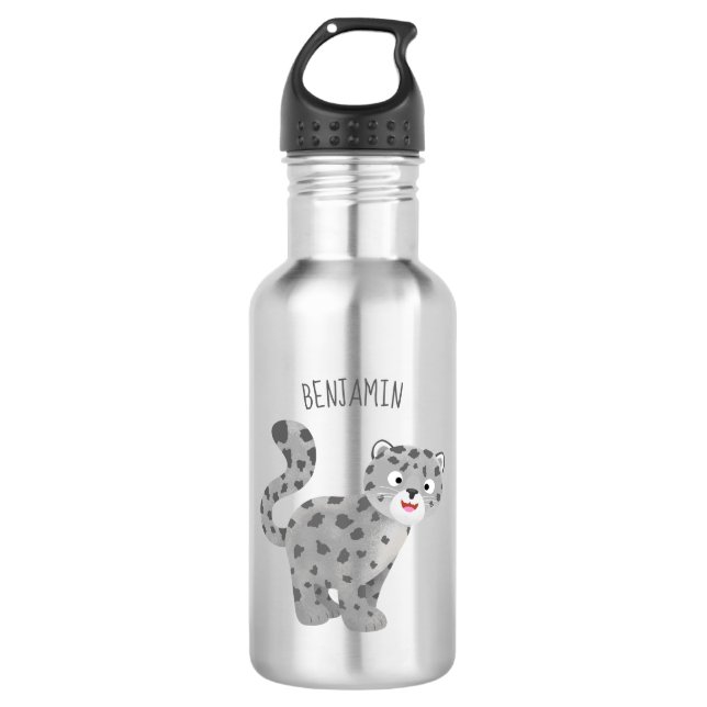 Botella De Agua Ilustracion personalizado de leopardo de las nieve (Anverso)