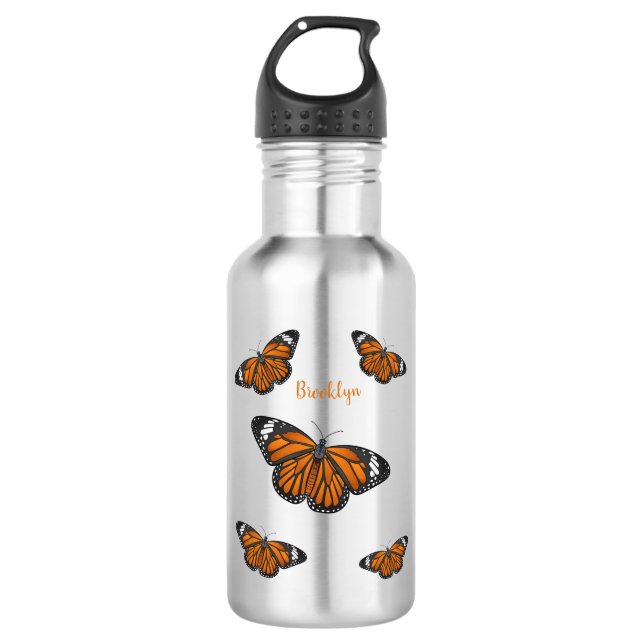 Botella De Agua Ilustracion personalizado de mariposa monarca (Anverso)