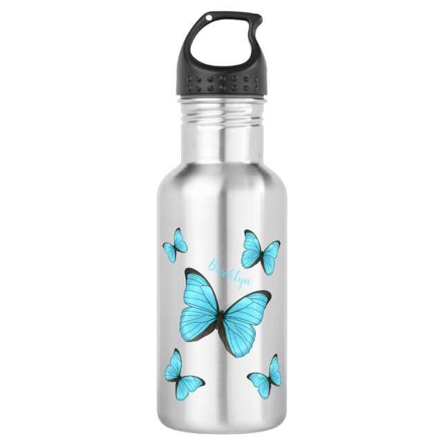 Botella De Agua Ilustracion personalizado de mariposas morfo (Anverso)